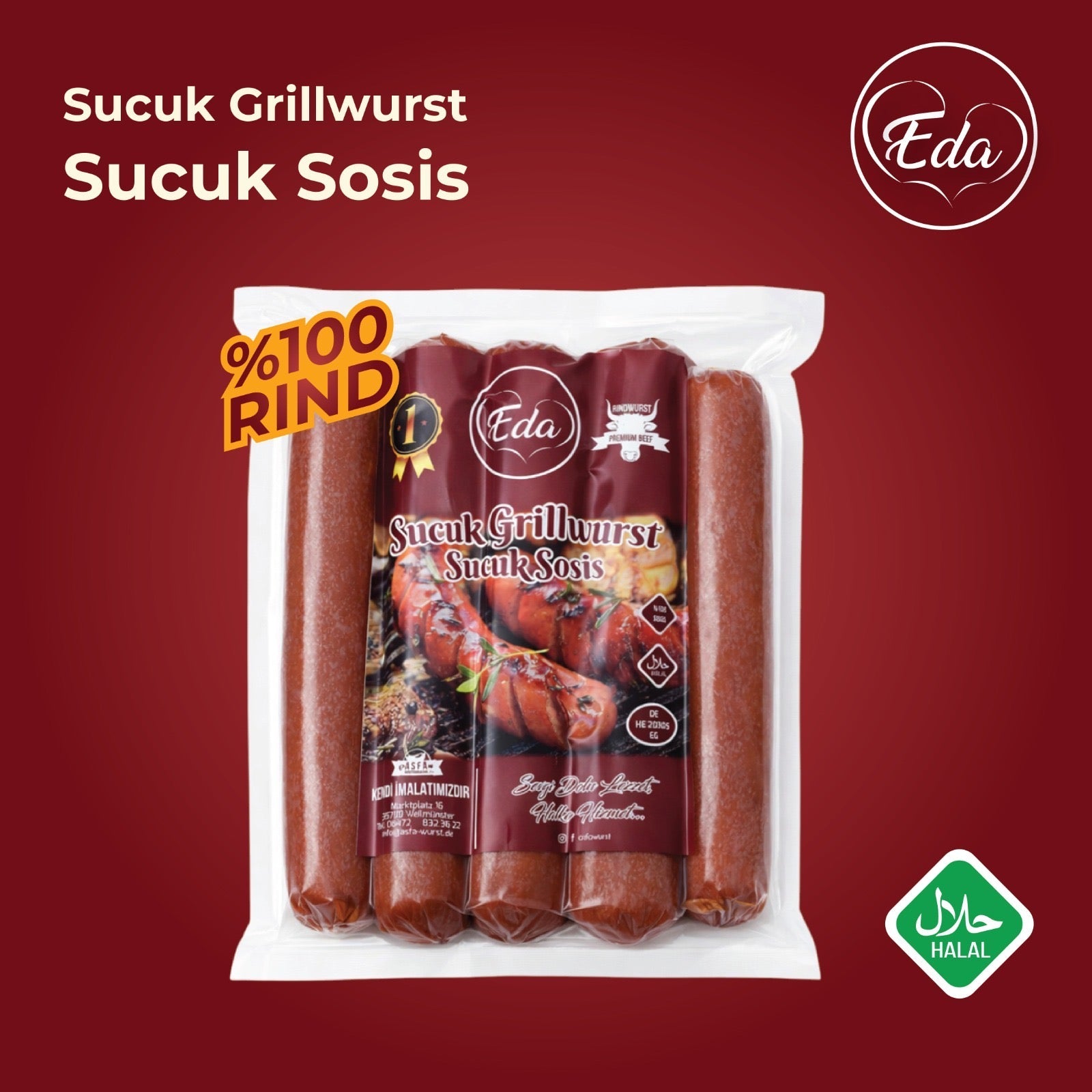 Halal Sucuk Grill Sausage 500g | Turkish spiced 100% beef