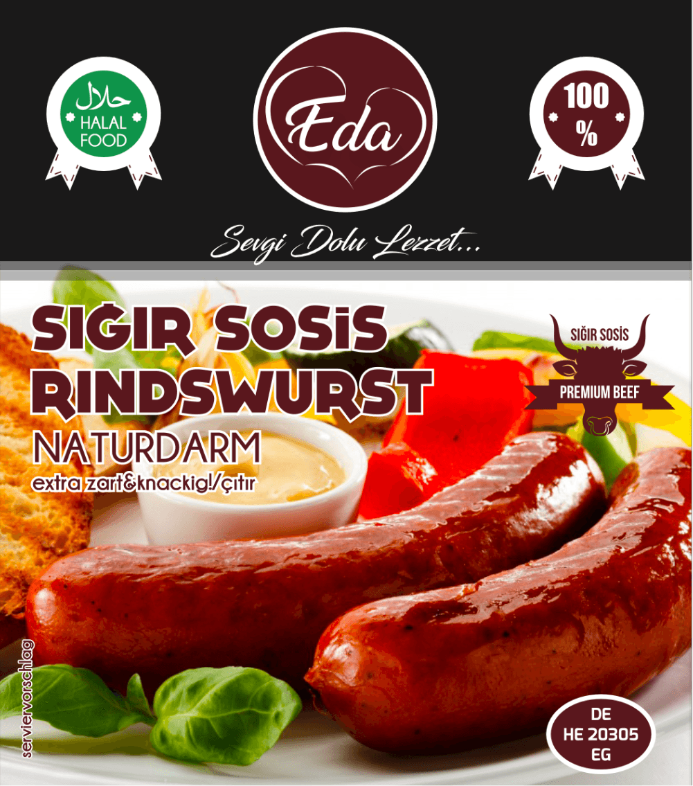 Halal beef sausage natural casing grilled sausage mild