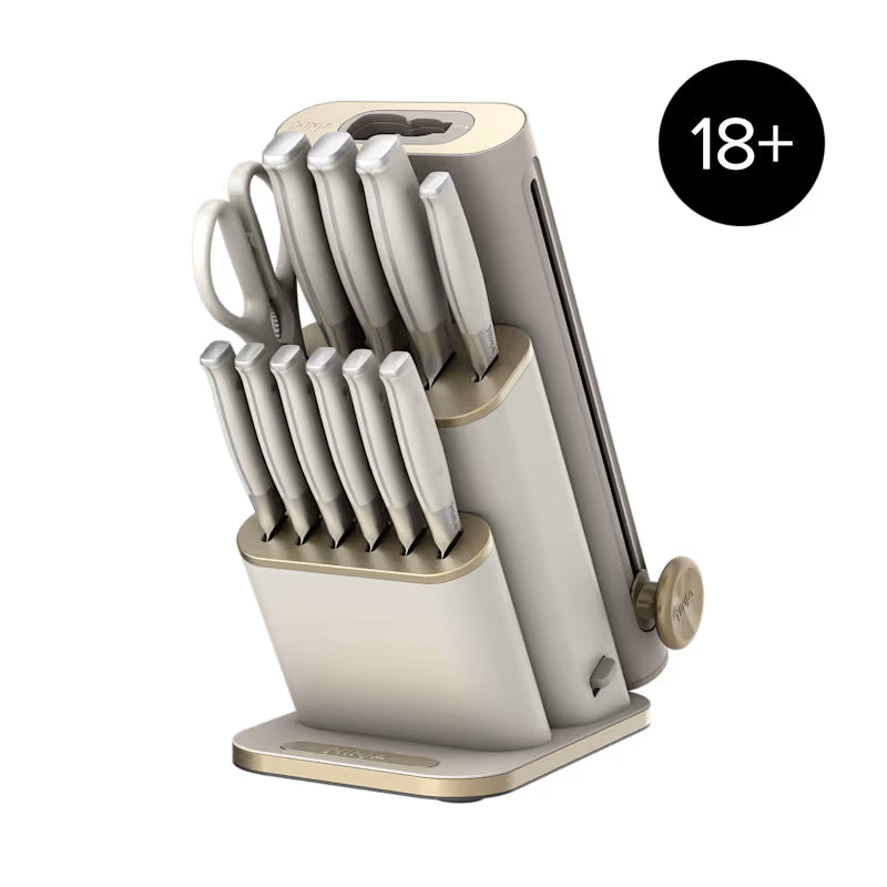 Ninja StaySharp 13-teiliges Messerblock-Set mit abnehmbarem Messerschärfer – Steingold
