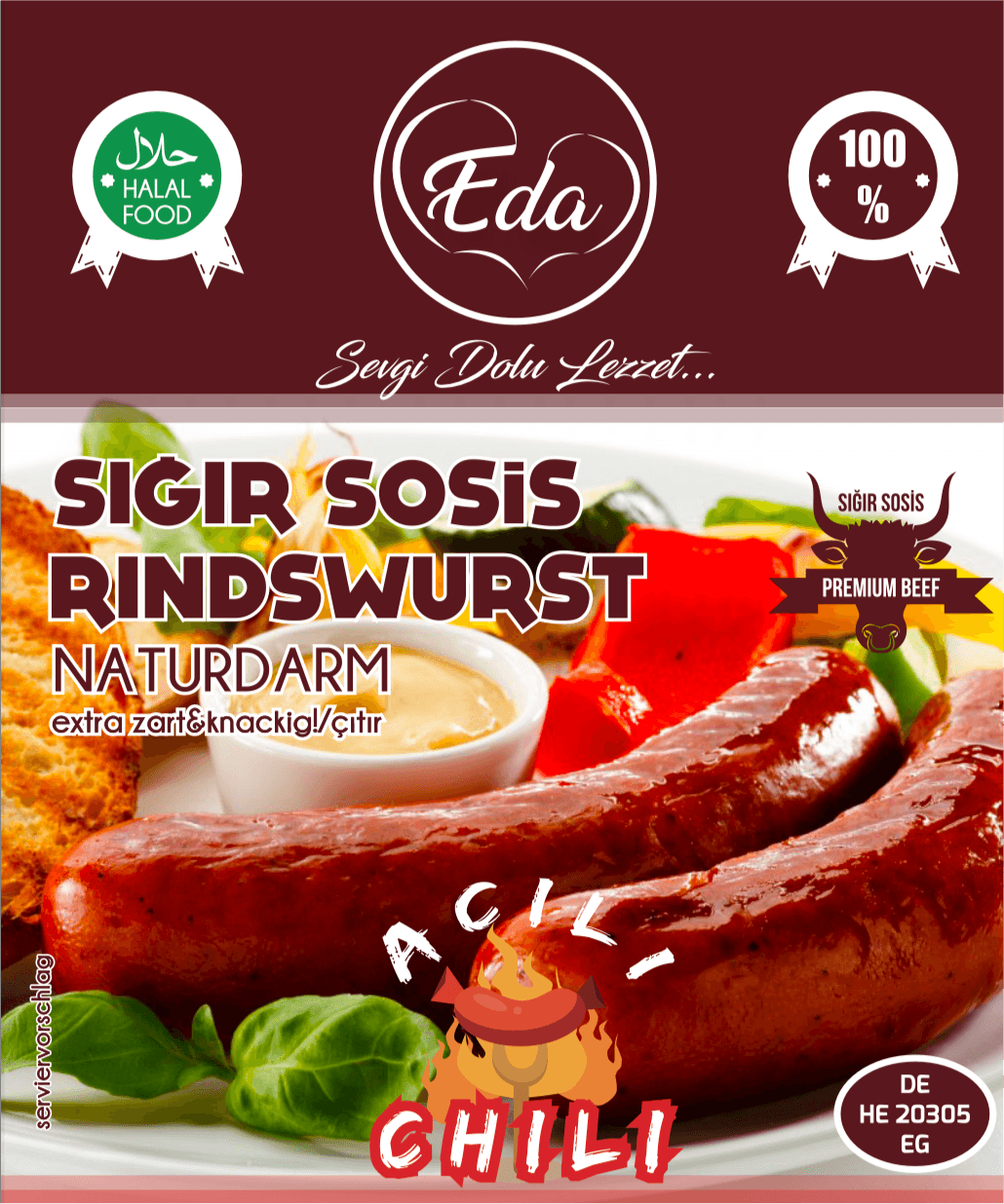 Halal beef sausage natural casing grilled sausage spicy